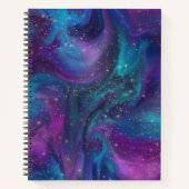 Kosmische Tinte | Türkisblaue Lila Galaxie Notizblock (Vorderseite)
