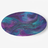 Kosmische Tinte | Türkisblaue Lila Galaxie Pappteller (Schrägansicht)