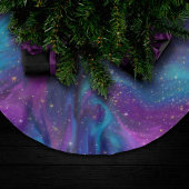 Kosmische Tinte | Türkisblaue Lila Galaxie Polyester Weihnachtsbaumdecke