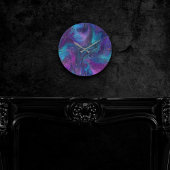 Kosmische Tinte | Türkisblaue Lila Galaxie Runde Wanduhr