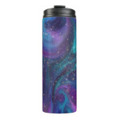 Kosmische Tinte | Türkisblaue Lila Galaxie Thermosbecher (Vorderseite)