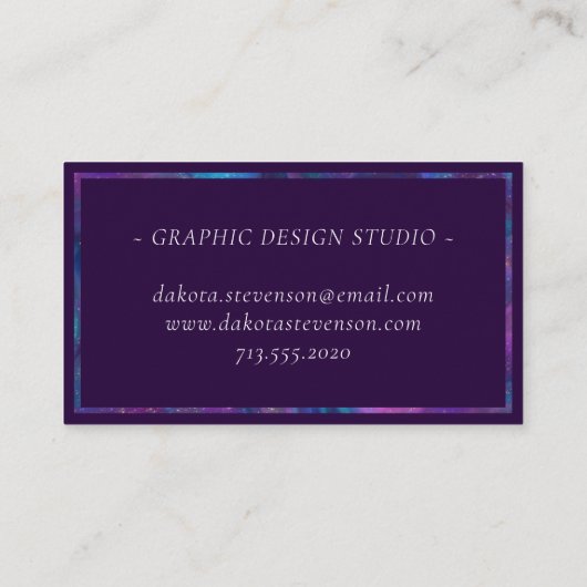 Kosmische Tinte | Türkisblaue Lila Galaxie Visitenkarte (Rückseite)