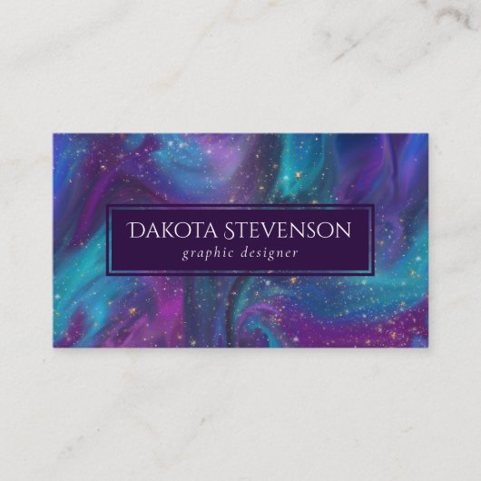 Kosmische Tinte | Türkisblaue Lila Galaxie Visitenkarte (Vorderseite)