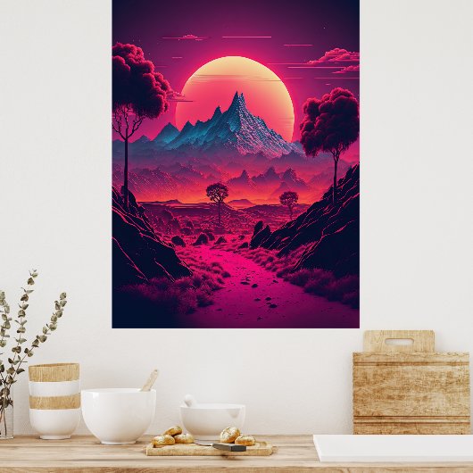 Kosmische Träume eines futuristischen Horizonts Poster (Küche)