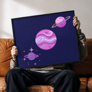 Kosmische Träume Whimsical Planeten Leinwand Wandk