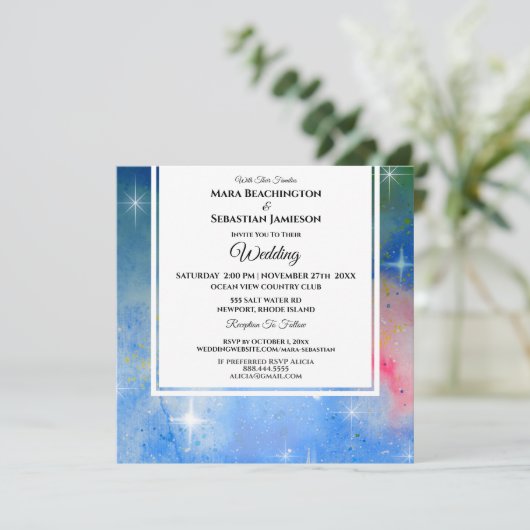 *~* Kosmische UAWG Website Nebula Celestial Weddin Einladung (Stehend Vorderseite)