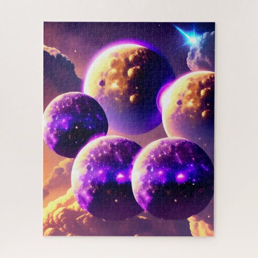 Kosmische Viele Lila Monde im wolkigen Universum Puzzle (Vertikal)