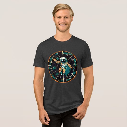 Kosmische Voyager: Astronaut im Stil Tri-Blend Shirt (Vorderseite voll)