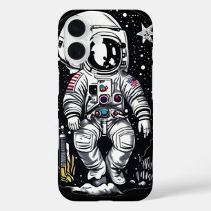 Kosmische Voyager: Retro-Astronaut iPhone 16 Hülle