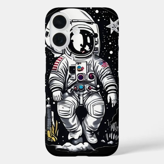 Kosmische Voyager: Retro-Astronaut Case-Mate iPhone Hülle (Rückseite)