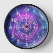 Kosmische Wall-Uhr, 10" runder, schwarzer Holzrahm Uhr (Vorderseite)