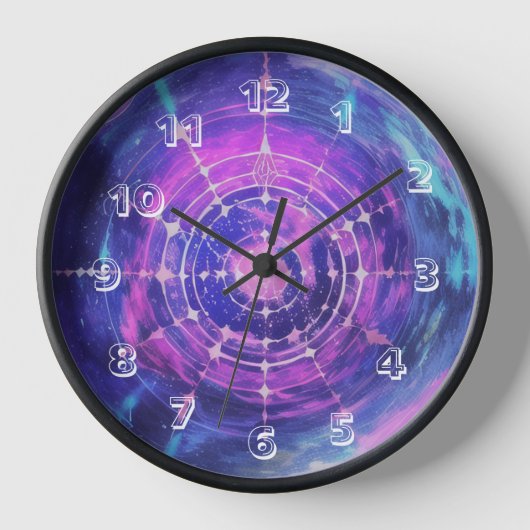 Kosmische Wall-Uhr, 10" runder, schwarzer Holzrahm Uhr (Vorderseite)