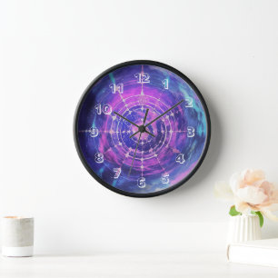 Kosmische Wall-Uhr, 10" runder, schwarzer Holzrahm Uhr