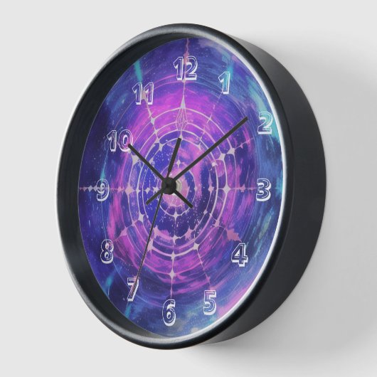 Kosmische Wall-Uhr, 10" runder, schwarzer Holzrahm Uhr (Winkel)