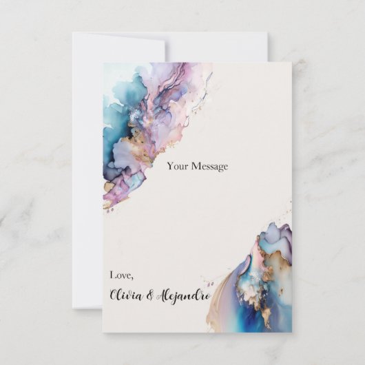 Kosmische Wasserfarbe Dankeschön Karte (Rückseite)