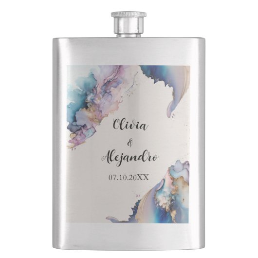 Kosmische Wasserfarbe Flachmann (Vorderseite)