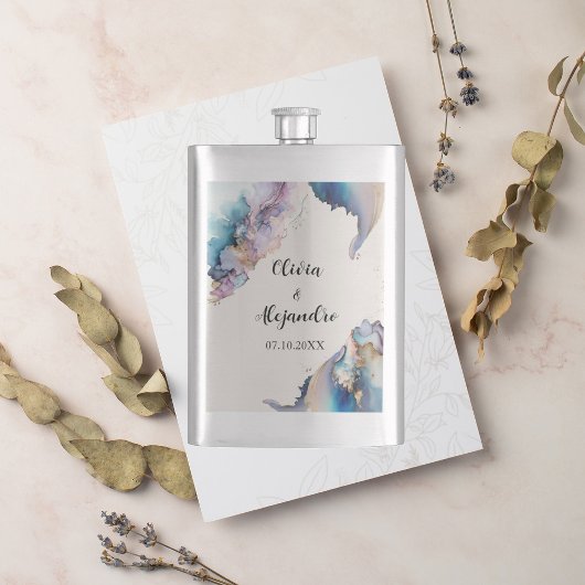 Kosmische Wasserfarbe Flachmann