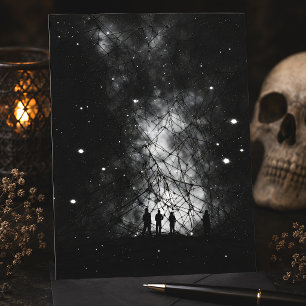 Kosmische Web-Sternenuniversum-Silhouette-Kunst Postkarte