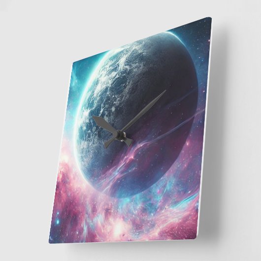 Kosmische Weiten Quadratische Wanduhr (Winkel)