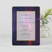 Kosmische Weltraumstars und Nebelhochzeiten laden  Einladung (Stehend Vorderseite)