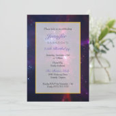 Kosmische Weltraumstars und Nebula Geburtstagspart Einladung (Stehend Vorderseite)