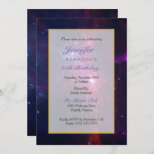 Kosmische Weltraumstars und Nebula Geburtstagspart Einladung (Vorne/Hinten)