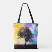 Kosmische, wirbelnde Wolken mit Sonnenmond und Bau Tasche (Rückseite)