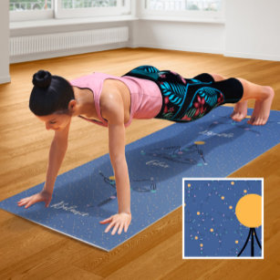 Kosmische Yoga-Posen und Phrasen Blue Yoga Mat Yogamatte
