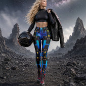 Kosmischer 80er-Synth-Android-Roboter-Weltraum-Rob Leggings