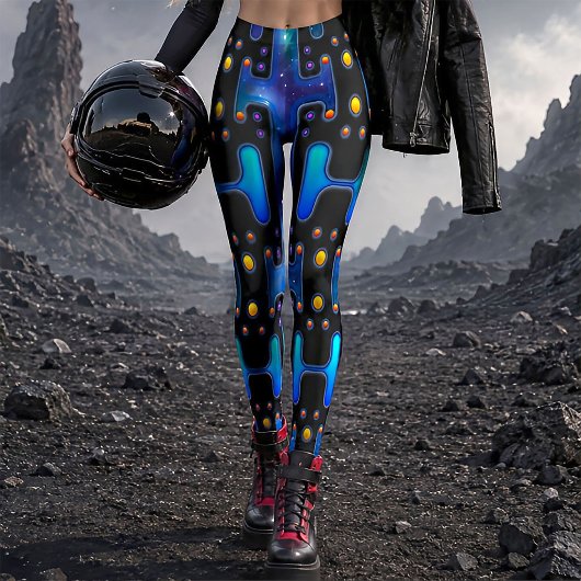 Kosmischer 80er-Synth-Android-Roboter-Weltraum-Rob Leggings