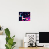Kosmischer abstrakter Anime-Mädchen Poster (Heimbüro)