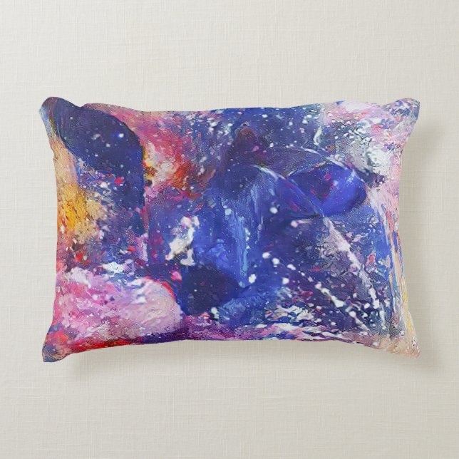 Kosmischer Abstrakter Katzentraum Dekokissen (Vorderseite)