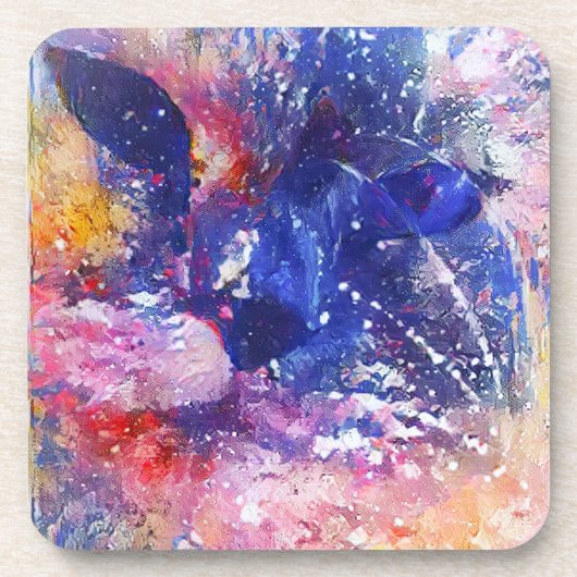 Kosmischer Abstrakter Katzentraum Getränkeuntersetzer (Vorderseite)