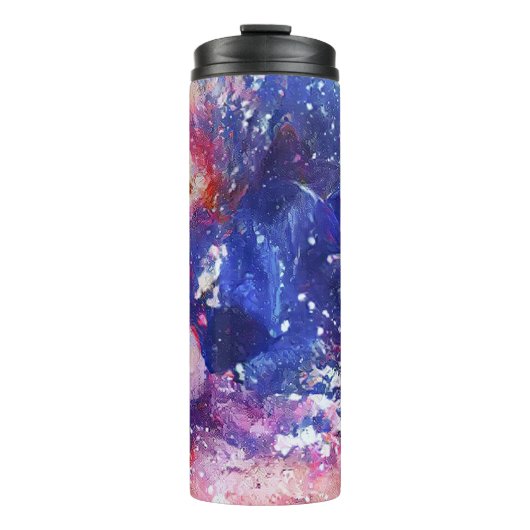 Kosmischer Abstrakter Katzentraum Thermosbecher (Vorderseite)