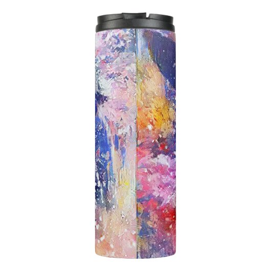 Kosmischer Abstrakter Katzentraum Thermosbecher (Rückseite)