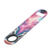 Kosmischer Astronaut Flaschenöffner (Vorderseite Schrägansicht)