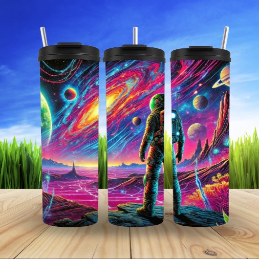 Kosmischer Astronaut im surrealen Raum Thermosbecher