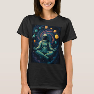 Kosmischer Astronaut Meditierender Galaxie Print T T-Shirt