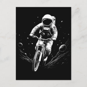 Kosmischer Astronauten-Fahrrad-Raum-Abenteuer Ankündigungspostkarte
