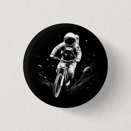 Kosmischer Astronauten-Fahrrad-Raum-Abenteuer Button (Vorderseite)