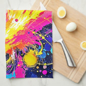 Kosmischer Ausbruch: Lebendige Spritzkunst Geschirrtuch (Viertel Falte)