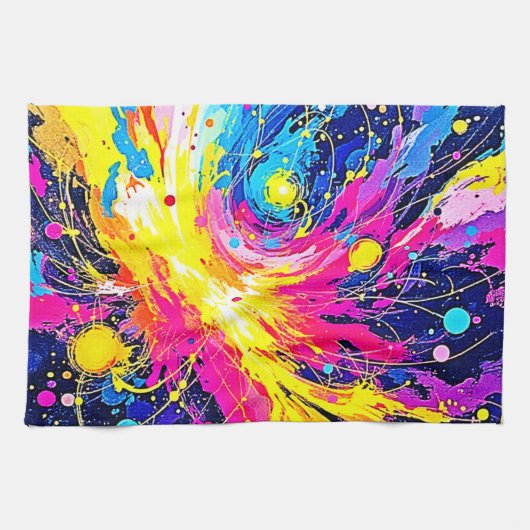 Kosmischer Ausbruch: Lebendige Spritzkunst Geschirrtuch (Horizontal)