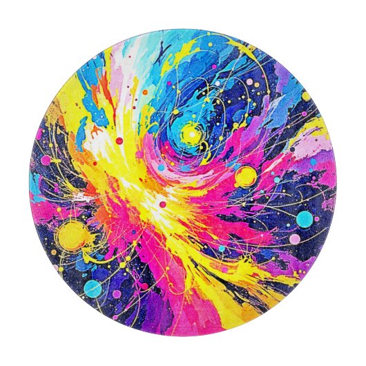 Kosmischer Ausbruch: Lebendige Spritzkunst Schneidebrett (Vorderseite)