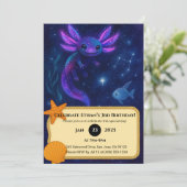 Kosmischer Axolotl unter den Sternen Geburtstag Einladung (Stehend Vorderseite)
