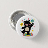 Kosmischer Bär mit Sternen und Planeten - Niedlich Button (Vorne & Hinten)
