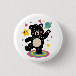 Kosmischer Bär mit Sternen und Planeten - Niedlich Button