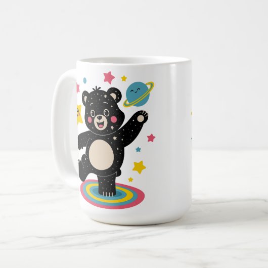 Kosmischer Bär mit Sternen und Planeten - Niedlich Kaffeetasse (Vorderseite Links)