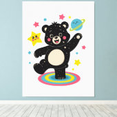 Kosmischer Bär mit Sternen und Planeten - Niedlich Leinwanddruck (Insitu (Holzboden))