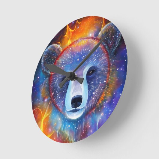 Kosmischer Bär Runde Wanduhr (Winkel)