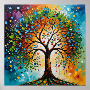 Kosmischer Baum der Mythen - Kunst des indischen V Poster